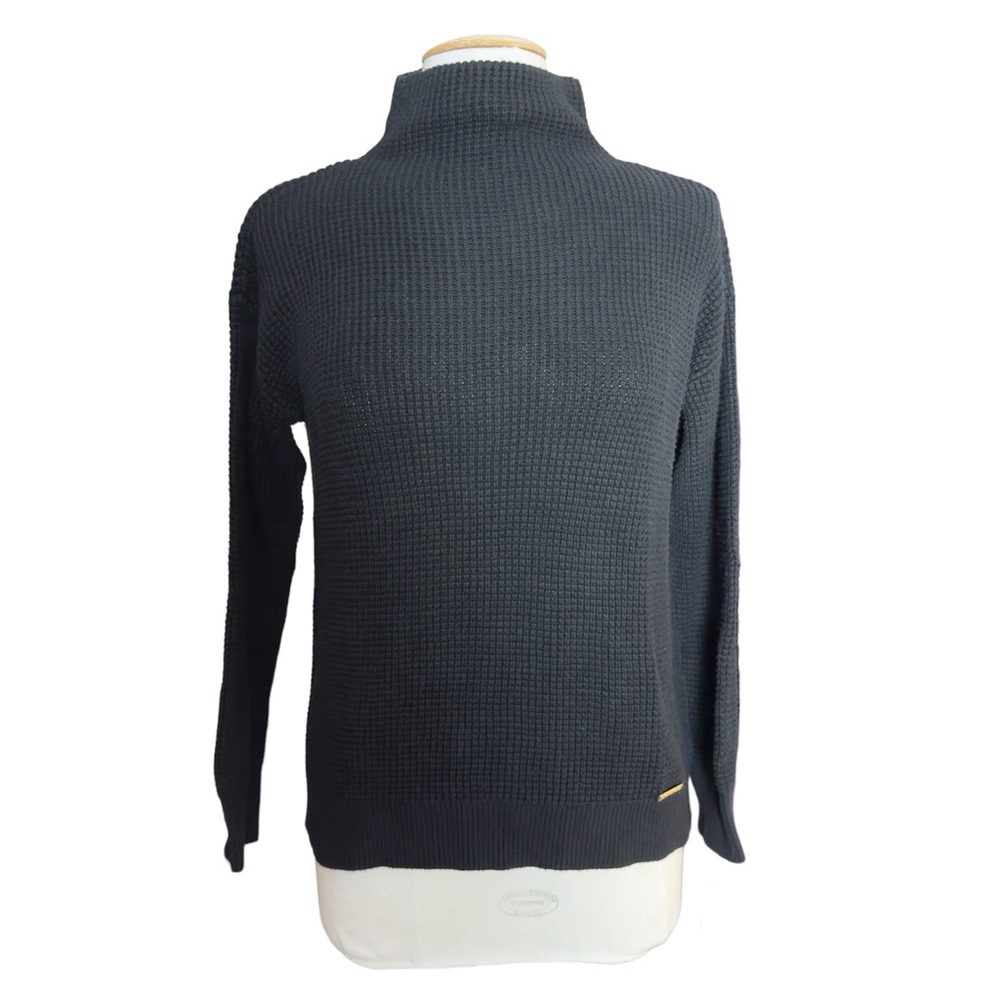 Michael Kors Women's Small Black Mock Neck Sweater Waffle Weave Size M EUC